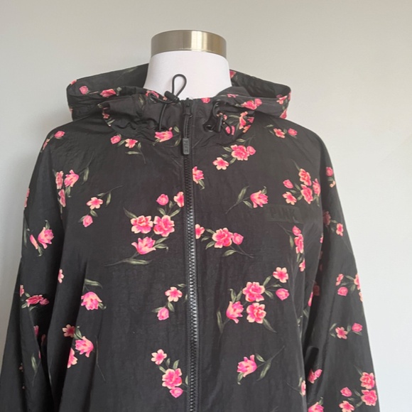 Victoria's Secret Pink Long Floral Bloom Cherry blossom Anorak Windbreaker Jacke - Picture 6 of 16